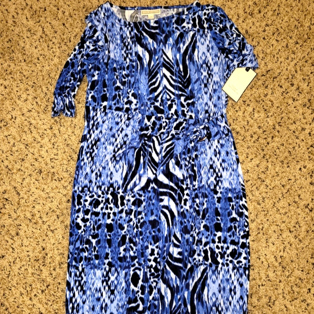 Dana buchman blue leopard dress